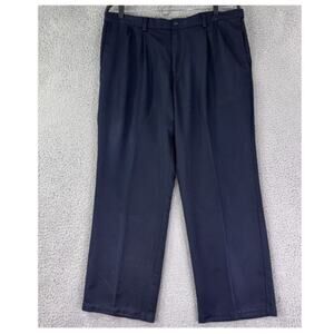 Haggar Mens Navy Dress Pants Pleated 38x27